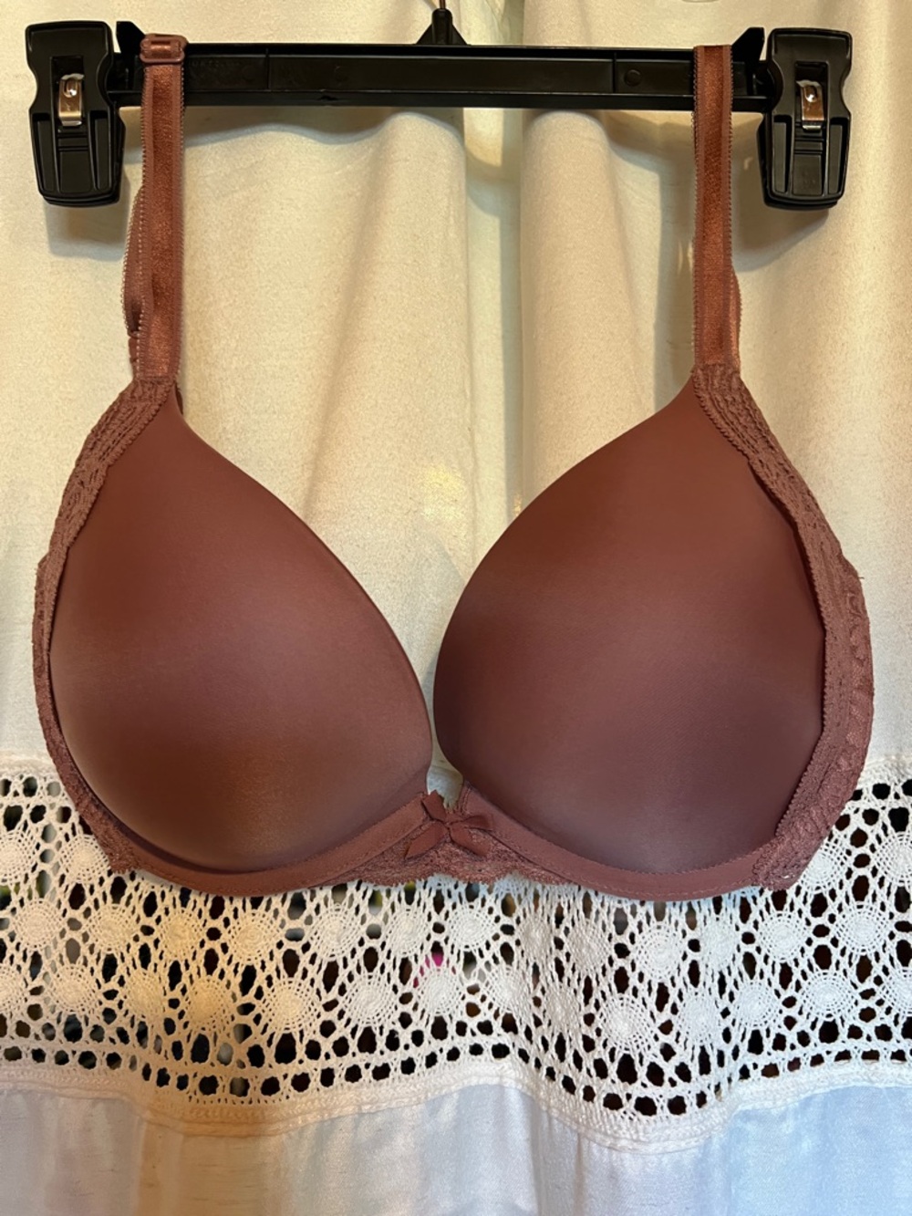 Victoria's Secret Brown T-Shirt Bra with Lace Side Trim